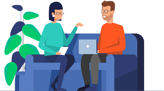 Illustration of a couple talking